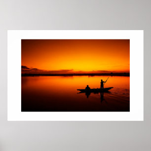 Poster Paisagem natural — Sunset com Barco
