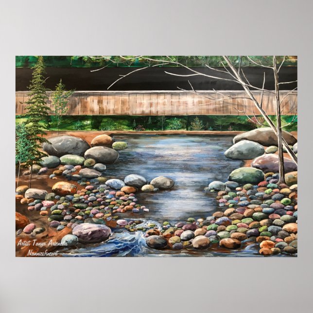 Poster Paisagem Natureza Verde com Brook (Frente)