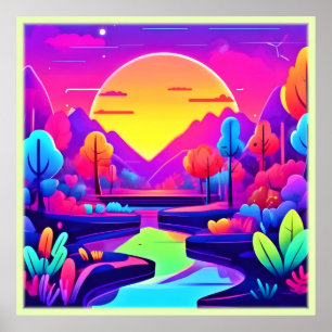 Poster Paisagem neon Sunset