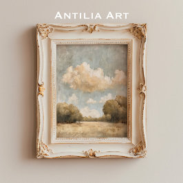 Poster Paisagem Neutral Pintagem de Óleo Céu Nublado