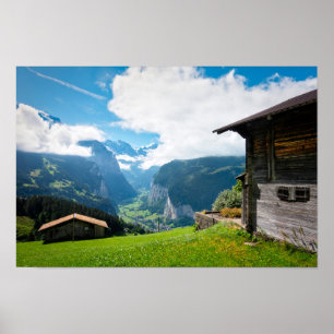 Poster Paisagem no vale de Lauterbrunnen na Suiça