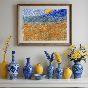 Poster Paisagem noturna com Lua Ascensão por Van Gogh