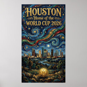 Poster Paisagem Noturna de Houston com Estrelas Copa do M