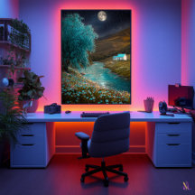 Paisagem Noturna Encantada - Cena Sonhadora do Rio