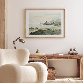 Poster Paisagem Oceânica Vintage Watercolor