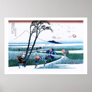 Póster Paisagem oriental legal da opinião de Hokusai Fuj