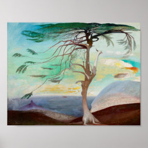 Póster Paisagem Paisagem de Árvore Cedar do solitário