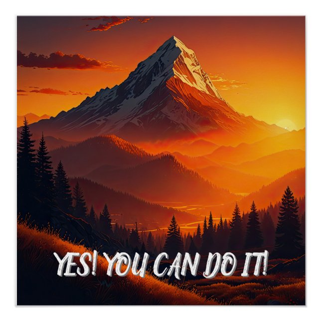 Póster Paisagem Pastoral Sunset Mountain (Frente)