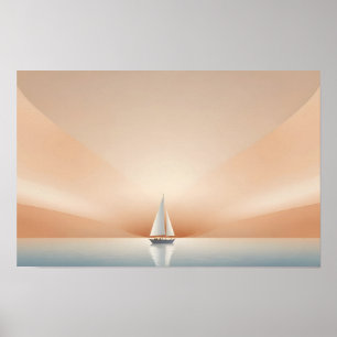 Poster Paisagem Picerística Navegando Fundo Sunset