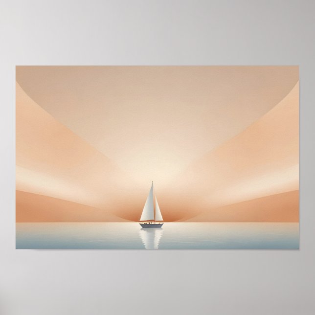 Poster Paisagem Picerística Navegando Fundo Sunset (Frente)