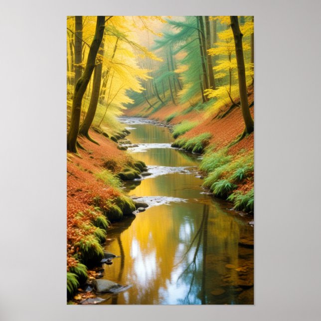 Poster Paisagem Picturesca Floresta Natural Tranquilo (Frente)