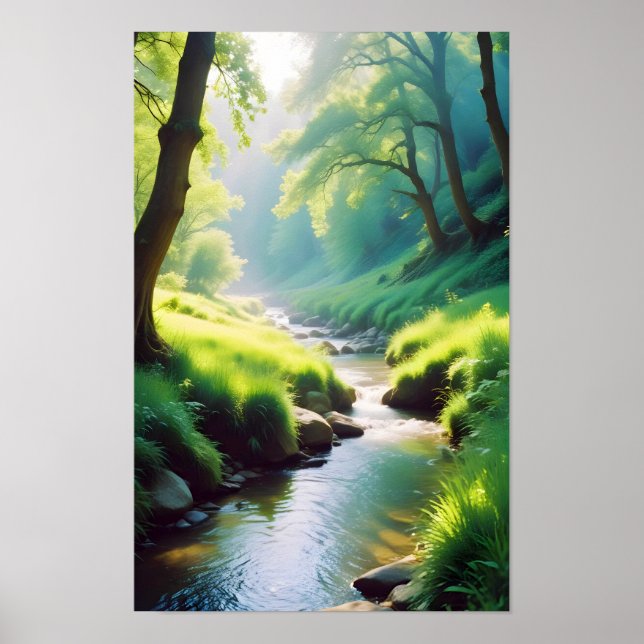 Poster Paisagem Picturesca Floresta Natural Tranquilo (Frente)