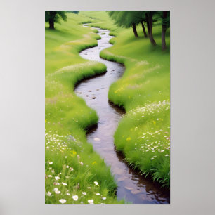 Poster Paisagem Picturesca Floresta Stream Natureza Calm