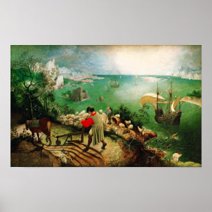 Poster Paisagem Pieter Bruegel com queda de Icarus