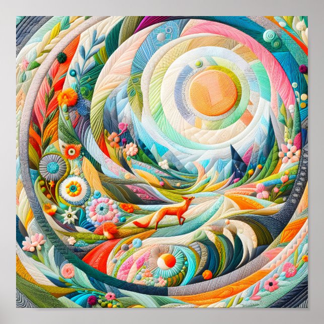 Poster Paisagem Primavera da Arte Moderna Bordada (Frente)