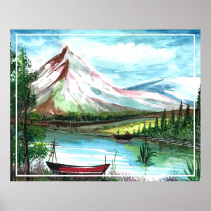 Poster Paisagem Primavera de Desenho Mão - 24531