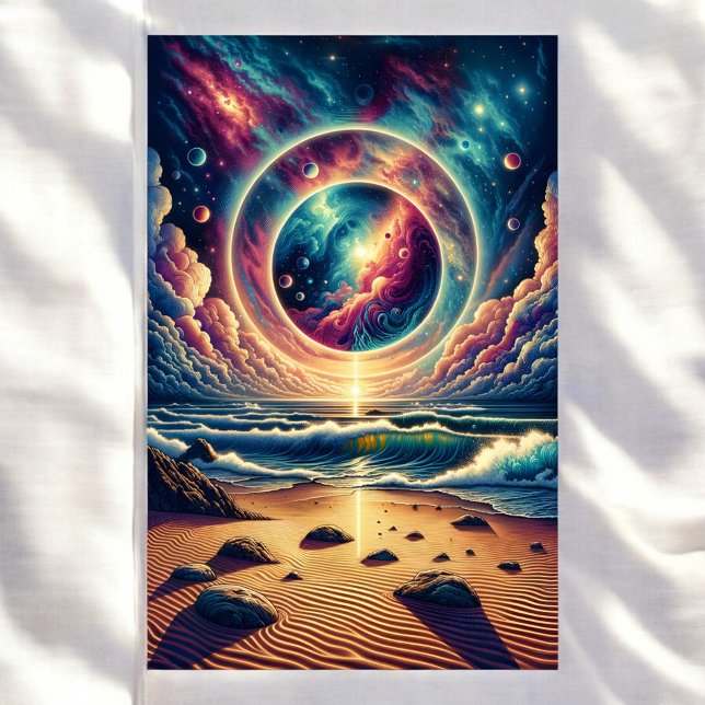 Poster Paisagem Psychedelic Celestial Sunset Beach (Criador carregado)