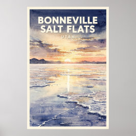 Poster Paisagem Retro das Planícies de Sal de Bonneville