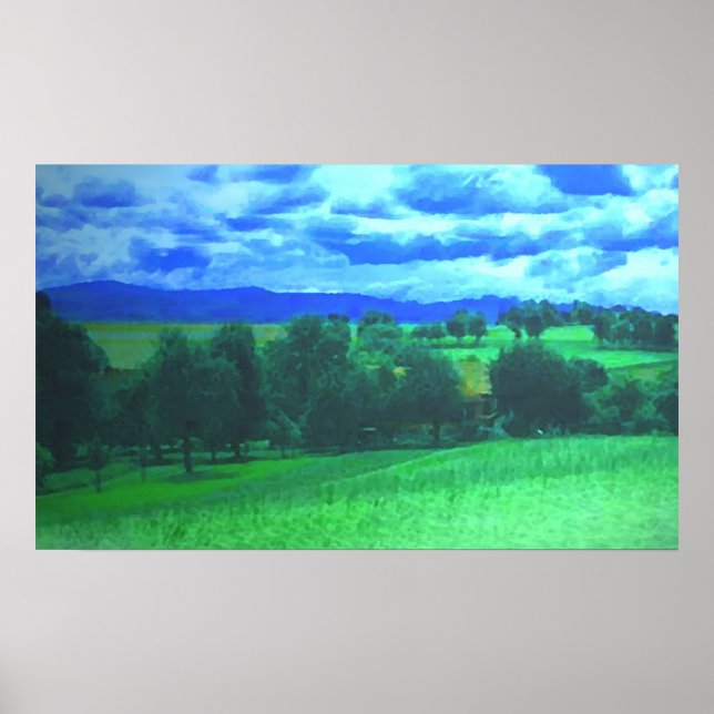 Póster Paisagem Rural Cor da água (Frente)