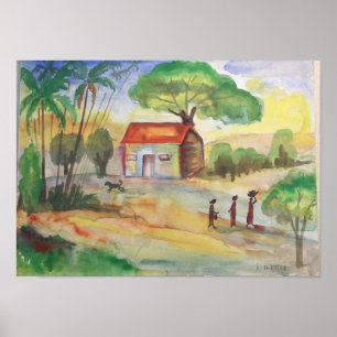 Poster Paisagem Rural em Aquarela – Arte para Paredes Rur