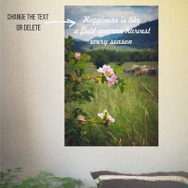 Poster Paisagem rural pacífica com rosas selvagens