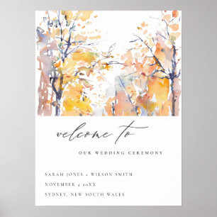 Poster Paisagem Rustic Pastel Autumn Casamento Bem-vindo