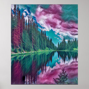 Poster Paisagem Selvagem da Floresta abstrato