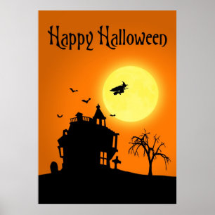 Póster Paisagem Silhoule Feliz Halloween