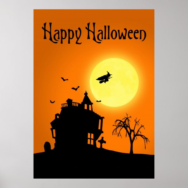 Póster Paisagem Silhoule Feliz Halloween (Frente)