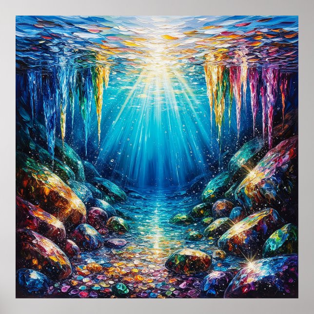 Poster Paisagem Subaquática Vibrante Com Cor Brilhante (Frente)