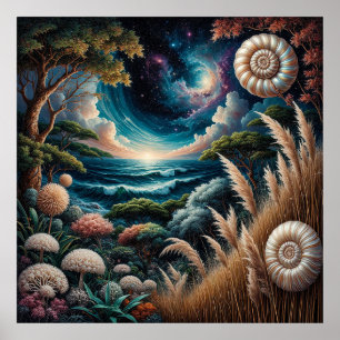 Poster Paisagem Surreal Sonho Cósmico