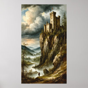 Poster 🌄🏰 Paisagem Tempestuosa de Castelo Medieval em P