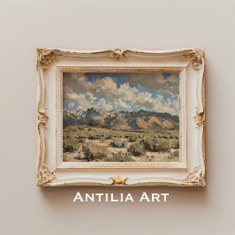 Poster Paisagem Terrestre Pintura Montanha Rústica