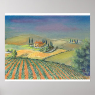 Poster Paisagem toscana à luz da noite