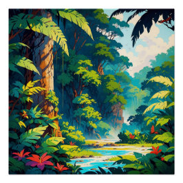 Póster Paisagem Tropical de Oásis Selvagem Vibrada