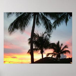 Póster Paisagem Tropical de Palms Sunset Fotografia