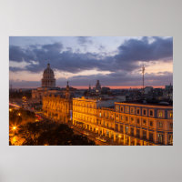 paisagem urbana ao pôr do sol, Havana, Cuba