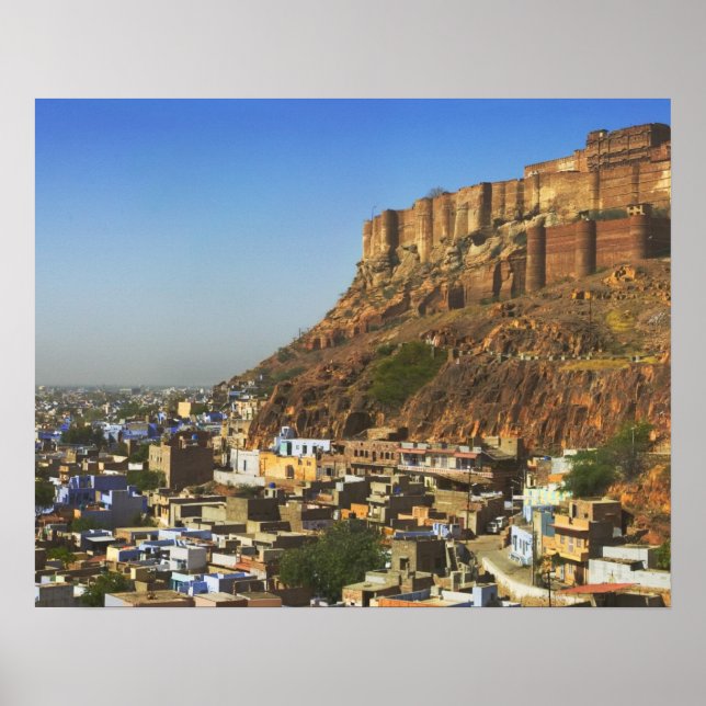 Poster Paisagem urbana da Cidade Azul com o Meherangarh,  (Frente)