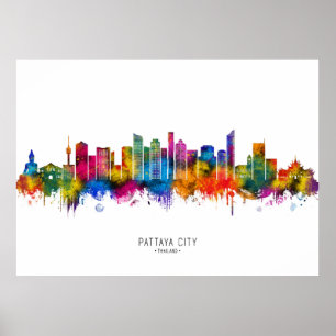 Poster Paisagem urbana da cidade de Pattaya Tailândia
