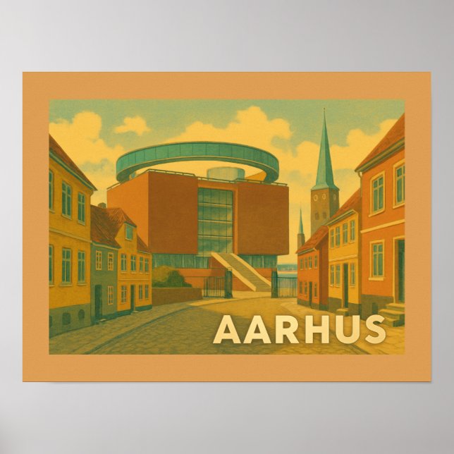 Poster Paisagem urbana de Aarhus Dinamarca (Frente)