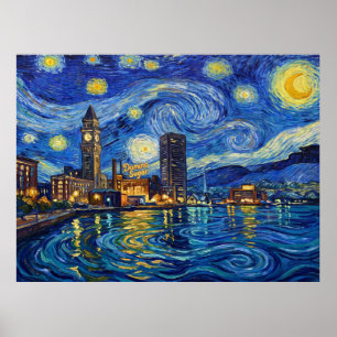 Poster Paisagem Urbana de Baltimore Noite Estrelada