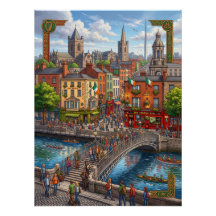 Paisagem Urbana de Dublin Ilustrada e Ponte Ha'pen