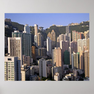 Póster paisagem urbana de Hong Kong, China