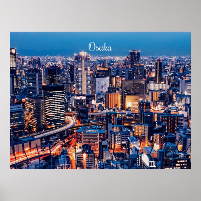 Poster Paisagem urbana de Osaka, Japão (Frente)