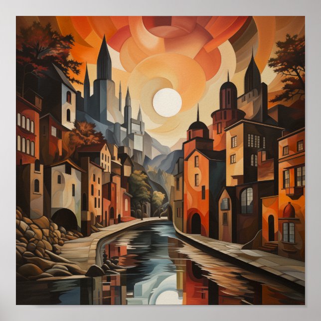 Poster paisagem urbana em tons quentes (Frente)