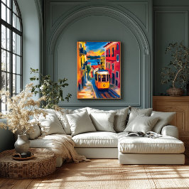 Poster Paisagem urbana fauvista de Lisboa, Alfama Colorid