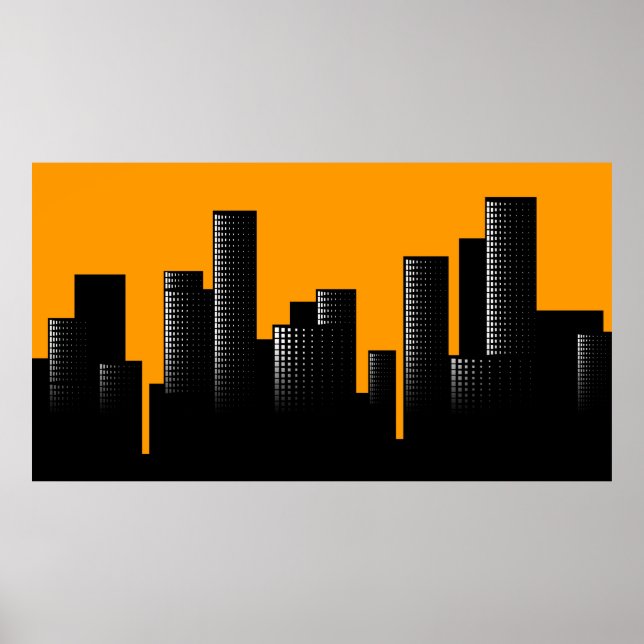 Poster paisagem urbana laranja (Frente)