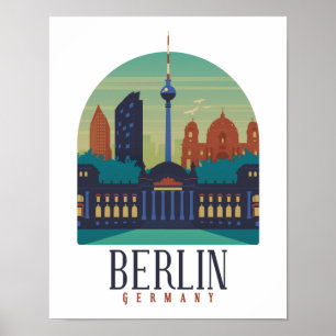 Poster Paisagem Urbana Minimalista Vintage Berlim Alemanh