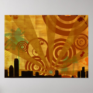 Poster paisagem urbana retrô