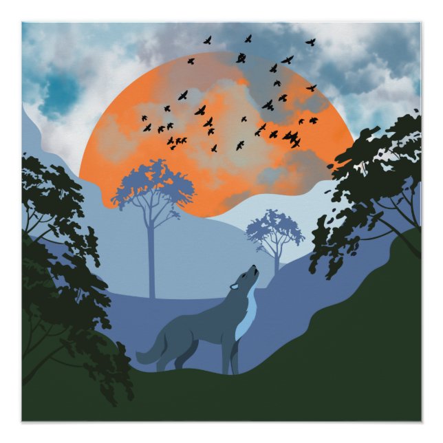 Póster Paisagem Wolf Sun Mounts (Frente)